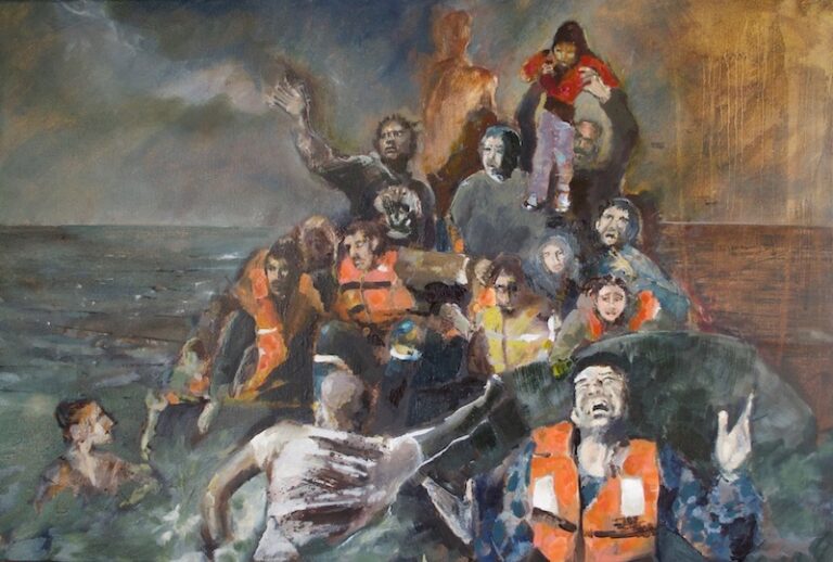 Migrants in a boat - Dungeness