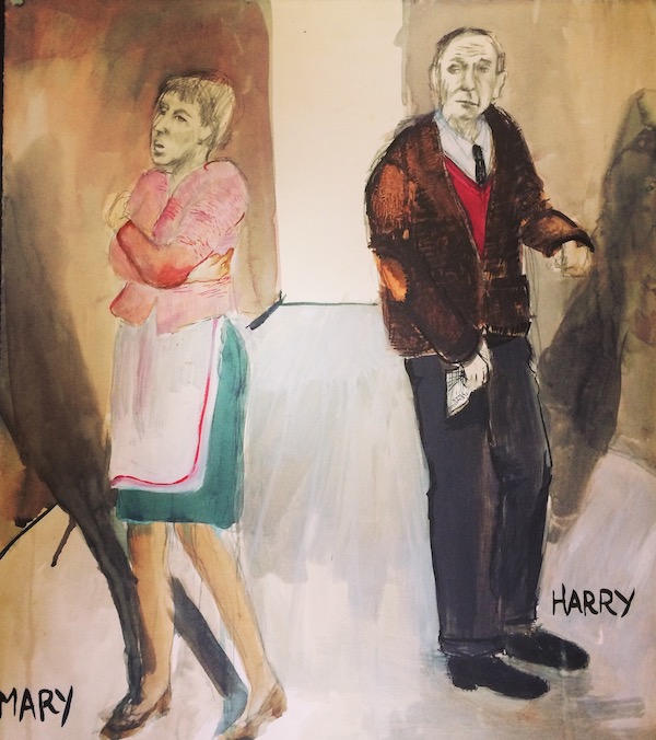 A costume drawing for Harry and Mary from SAVED